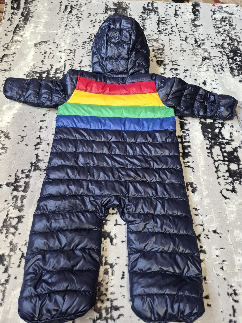 Primary Baby Lightweight Puffer Suit snowsuit Navy / Bold Rainbow 0-6 m